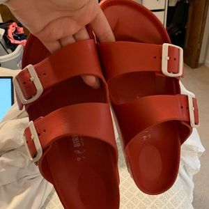 Red "Arizona Essentials" Birkenstocks